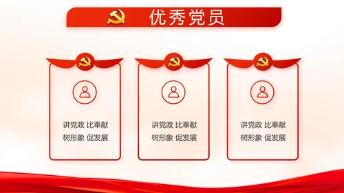 红色党建党支部年终述职报告学习教育动态PPT