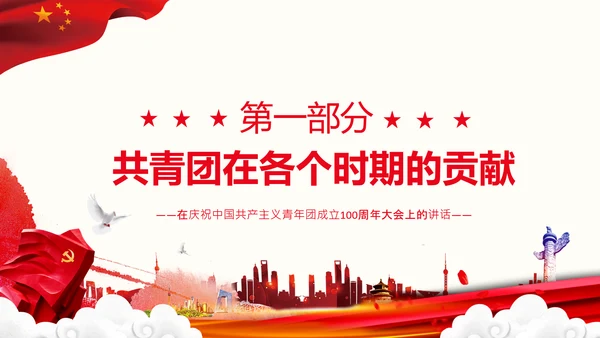 在庆祝共青团成立100周年大会上的讲话PPT