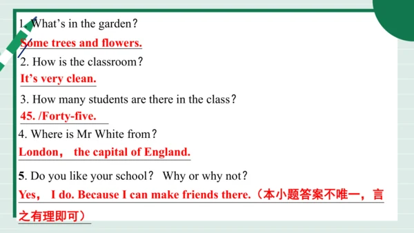 Unit 3 My School 单元复习课件【课堂无忧】人教2024版七上英语