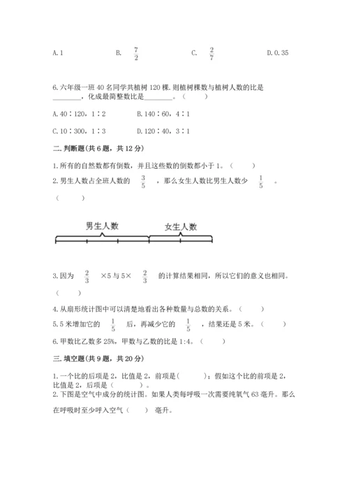 小学六年级上册数学期末测试卷带答案（能力提升）.docx