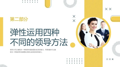 黄色绿色实拍简约共赢领导力团队沟通激励领导风格ppt