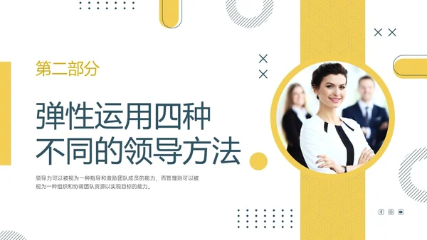 黄色绿色实拍简约共赢领导力团队沟通激励领导风格ppt