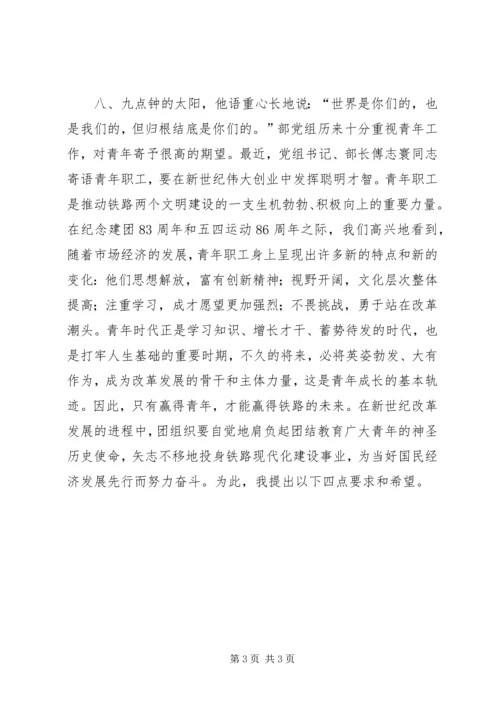 县委书记在纪念五四运动86周年座谈会上的讲话 (2).docx