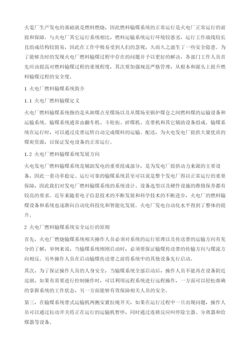 火电厂燃料输煤系统的运行安全.docx