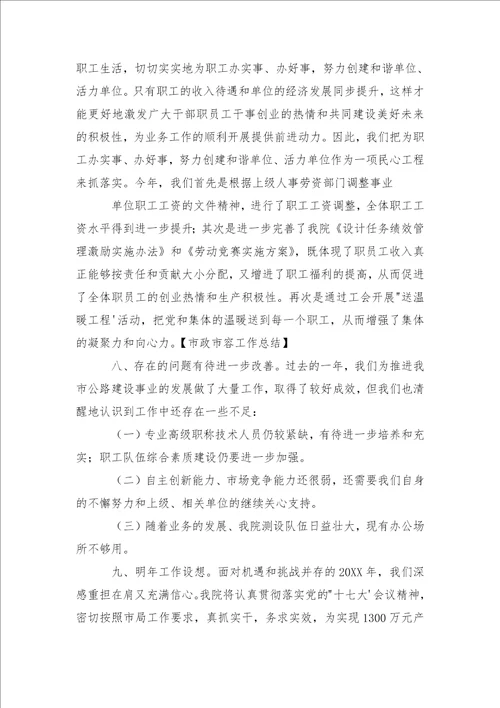 市政市容工作总结