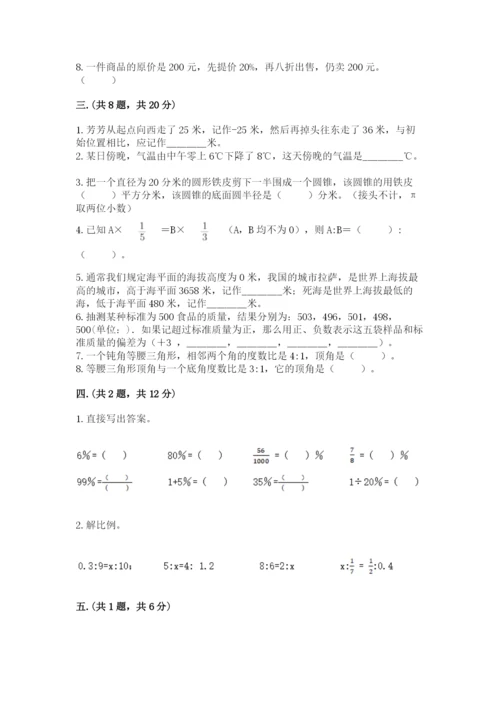 人教版数学小升初模拟试卷有答案.docx