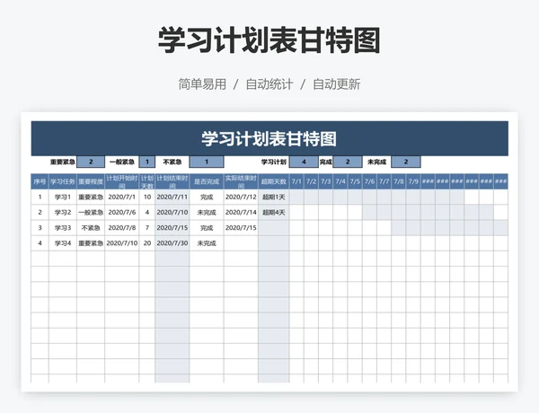 学习计划表甘特图