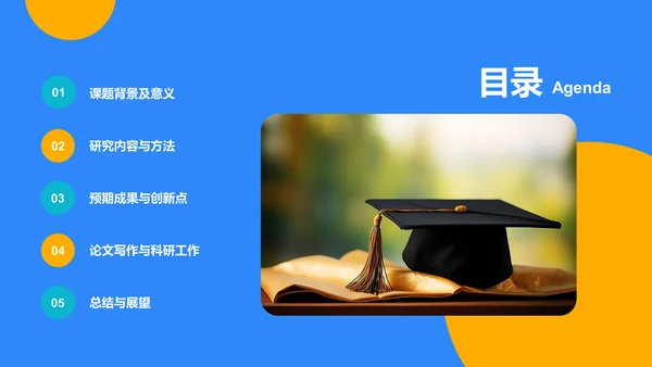 蓝色3D研究课题开题报告PPT模板