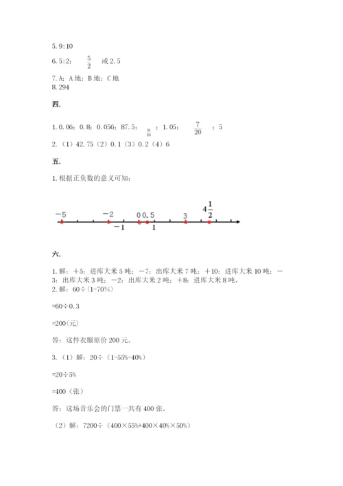 人教版数学六年级下册试题期末模拟检测卷及答案【精选题】.docx