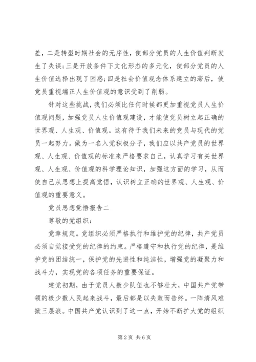 党员思想觉悟报告.docx