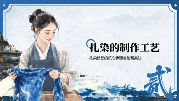 蓝色中国风非遗扎染的艺术魅力PPT模板