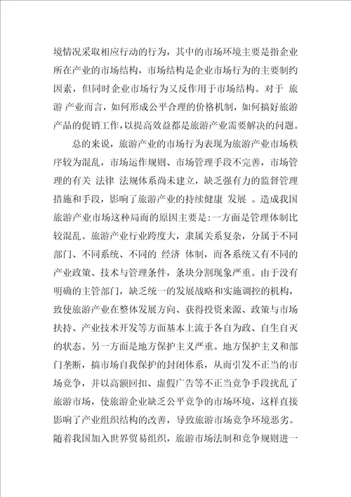 我国旅游产业的产业组织分析1