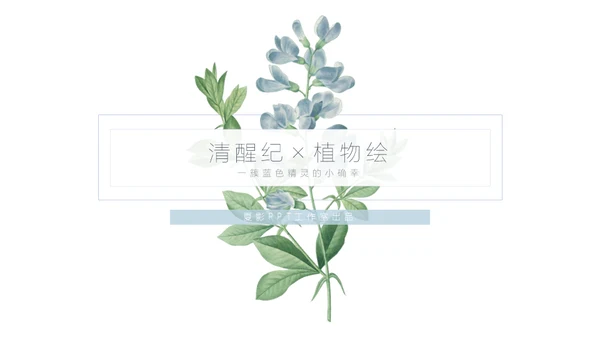 清醒纪植物绘小清新文艺女青年通用PPT模板