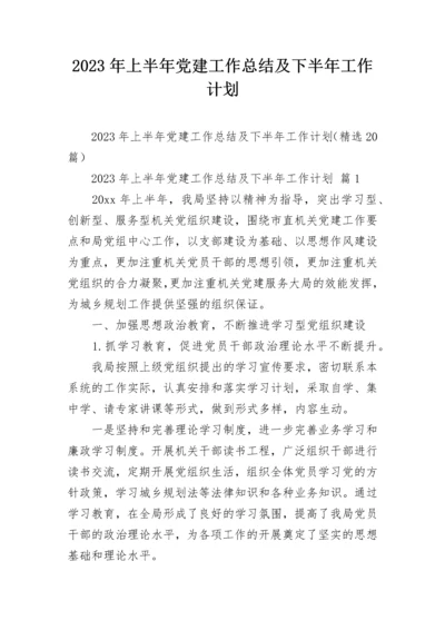 2023年上半年党建工作总结及下半年工作计划.docx