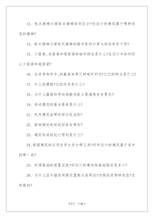 2022土木工程系毕业答辩老师常问问题.docx