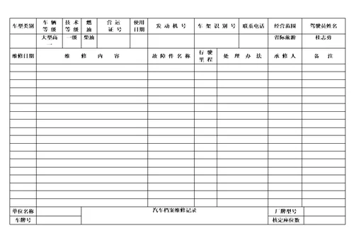 汽车维修档案记录