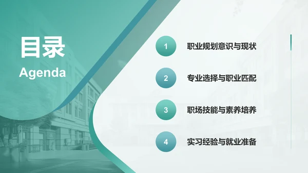 绿色商务风大学生职业生涯访谈报告PPT模板