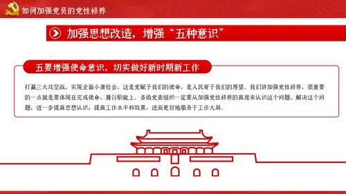 加强党性修养做新时代合格党员干部党课PPT模板