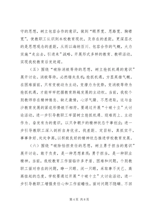 贺集小学“十破十立”专题讨论活动方案[模版] (2).docx