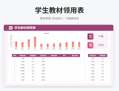 学生教材领用表