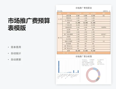 市场推广费预算表模版