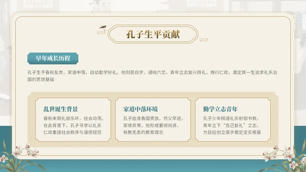 茶青双色中国风教育行业孔子诞辰主题班会PPT模板