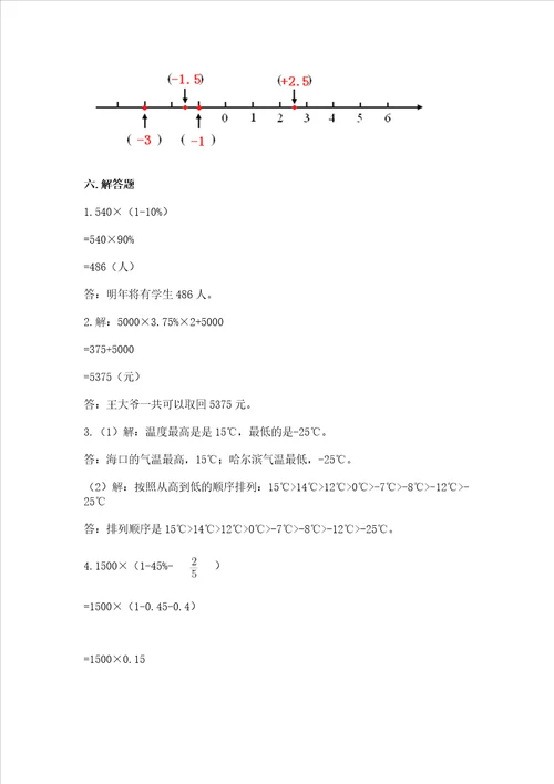 小学六年级下册数学期末测试卷及完整答案网校专用