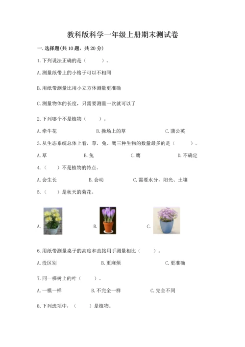 教科版科学一年级上册期末测试卷附完整答案（历年真题）.docx