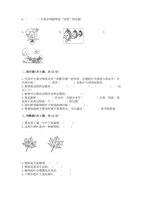 教科版科学一年级上册第一单元《植物》测试卷附答案（培优b卷）.docx