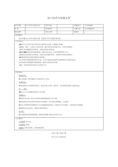 员工培训与发展主管