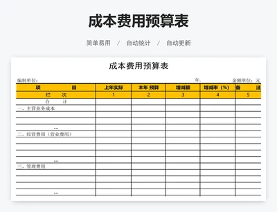 成本费用预算表