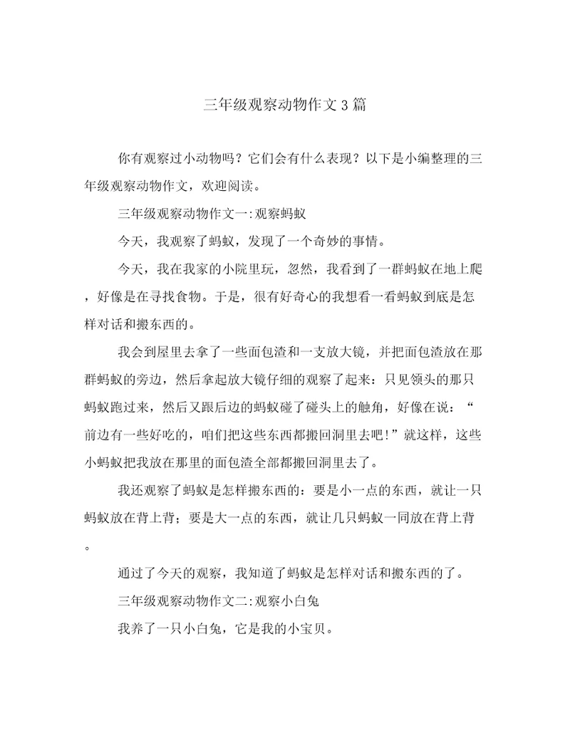 三年级观察动物作文3篇