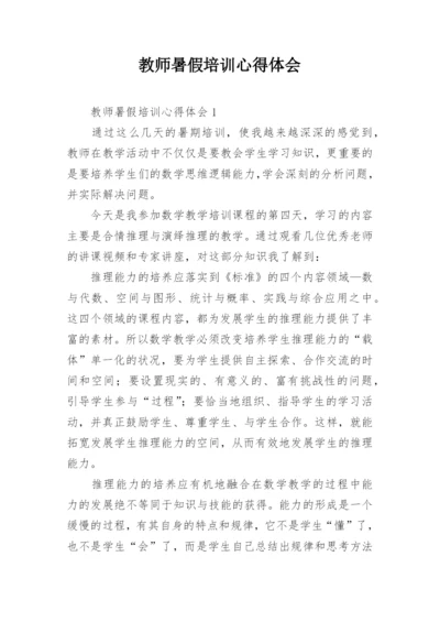 教师暑假培训心得体会.docx