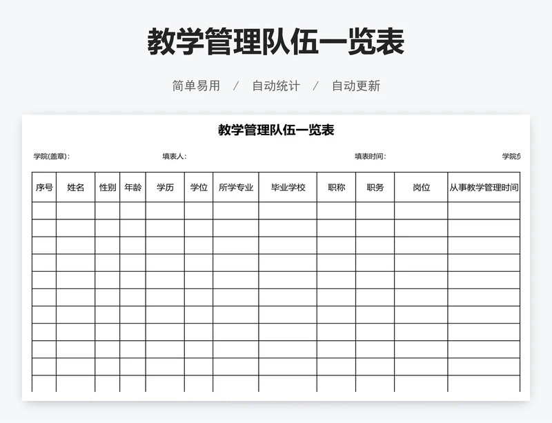 教学管理队伍一览表