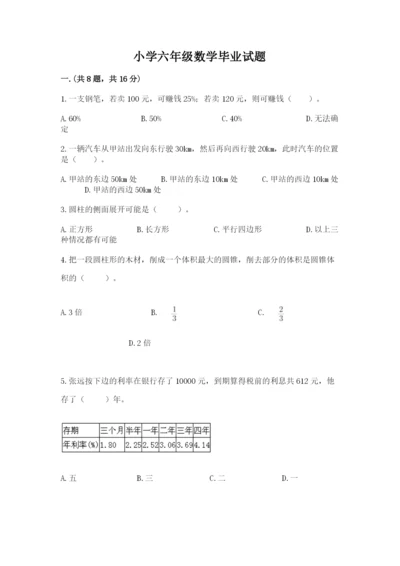 小学六年级数学毕业试题附参考答案【基础题】.docx