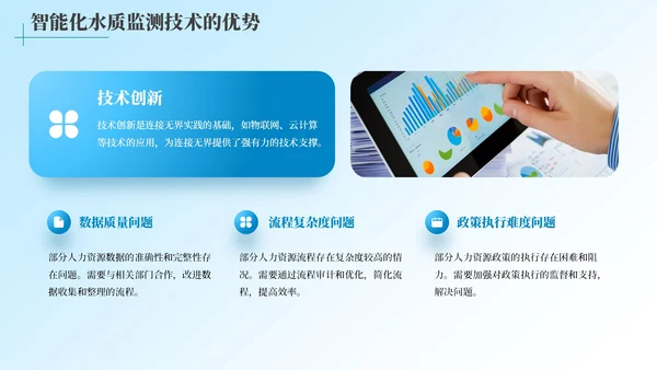蓝色简约风全球水质改进的智能化之路工作汇报