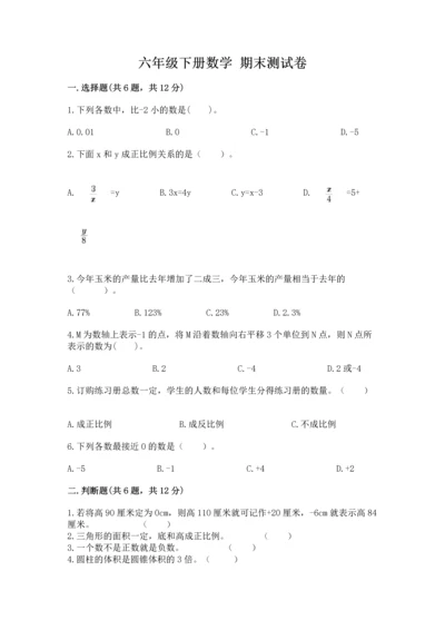 六年级下册数学 期末测试卷精品【必刷】.docx