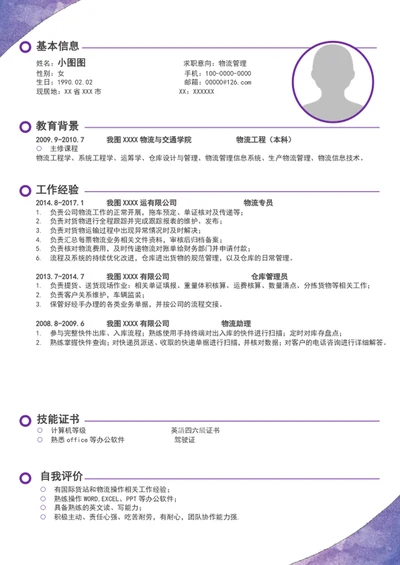 简约风个人物流简历模板word自我简历介绍