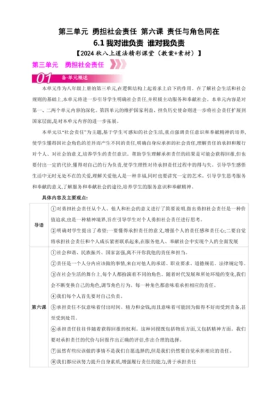 6.1我对谁负责 谁对我负责【2024秋八上道法精彩课堂（教案+素材）】