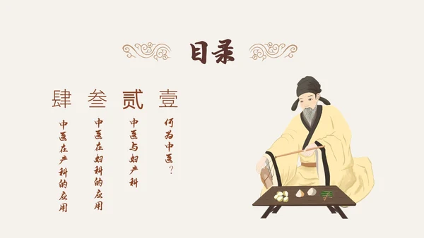 褐色古风中医与妇产科培训PPT模板