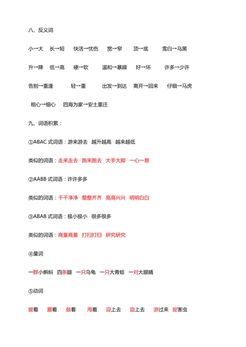 【核心考点集训】统编版语文二上第一单元 知识点考点梳理