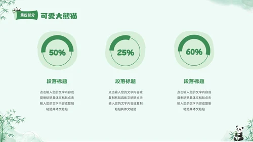 绿色清新水彩可爱大熊猫通用PPT
