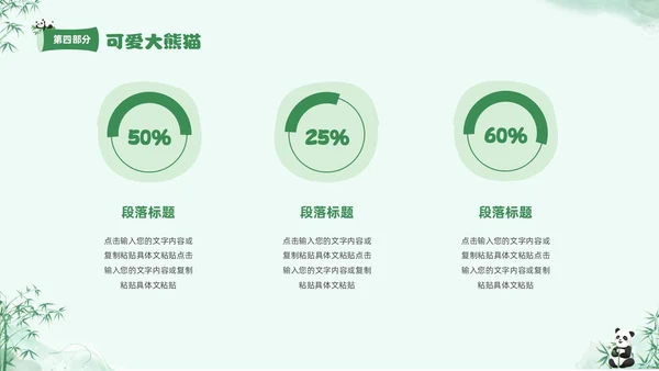绿色清新水彩可爱大熊猫通用PPT