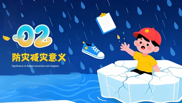 蓝色卡通风防灾减灾意识安全知识PPT模板