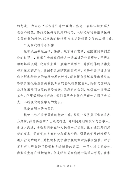 城管执法工作心得体会五篇.docx