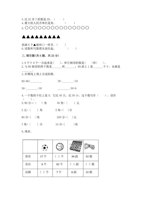 人教版一年级下册数学期末测试卷往年题考.docx