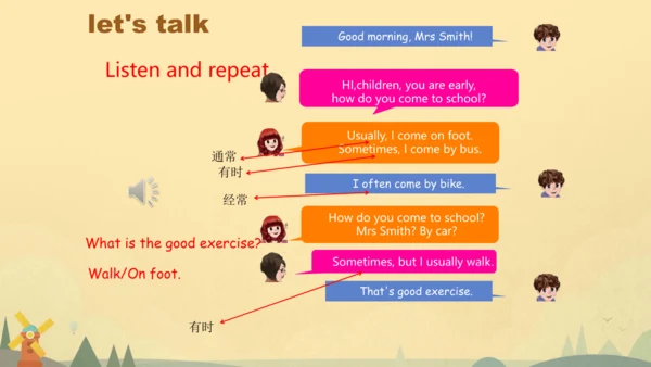 Unit 2 Ways to go to school PA Let's talk 课件（共25张P