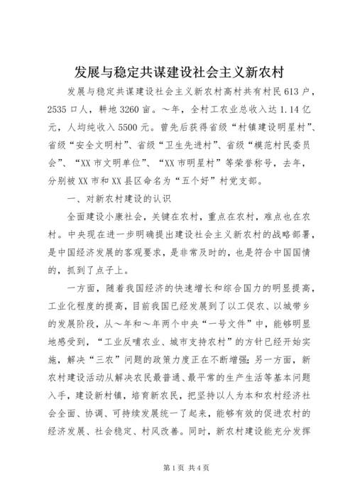 发展与稳定共谋建设社会主义新农村 (5).docx