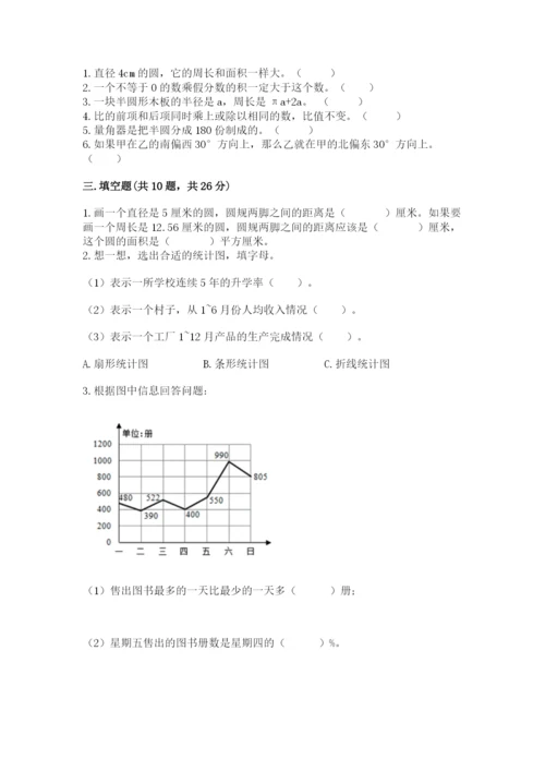 2022六年级上册数学期末考试试卷含答案（名师推荐）.docx