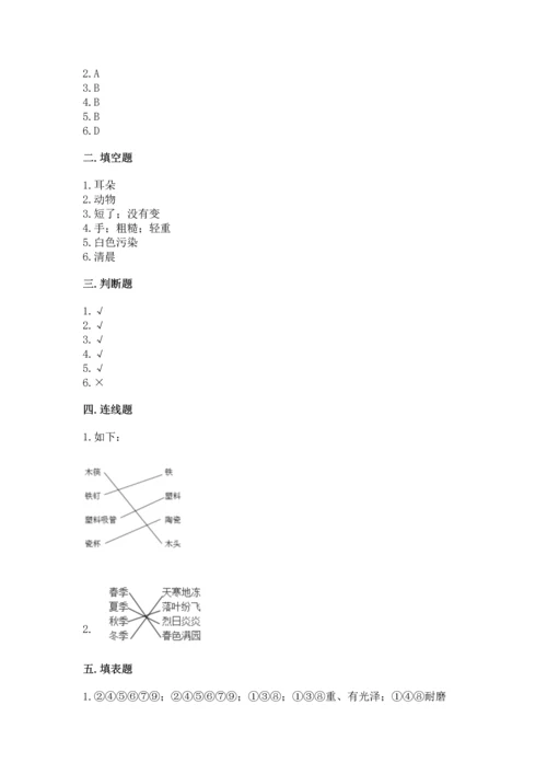 教科版二年级上册科学期末测试卷精品【巩固】.docx